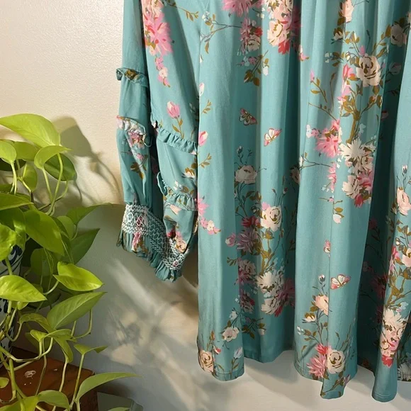 Spartina 449 Blue and Pink Ruffled Sleeve Blouse - Picture 8 of 8